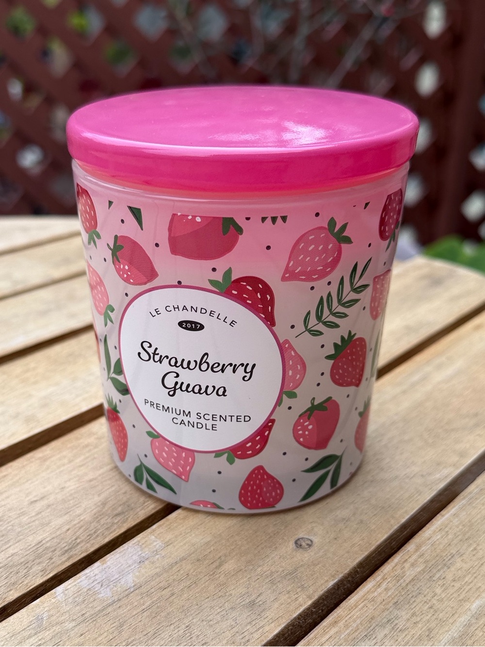 Sweet Kawaii Strawberry Guava Scented Candle 12oz Two Wick decor